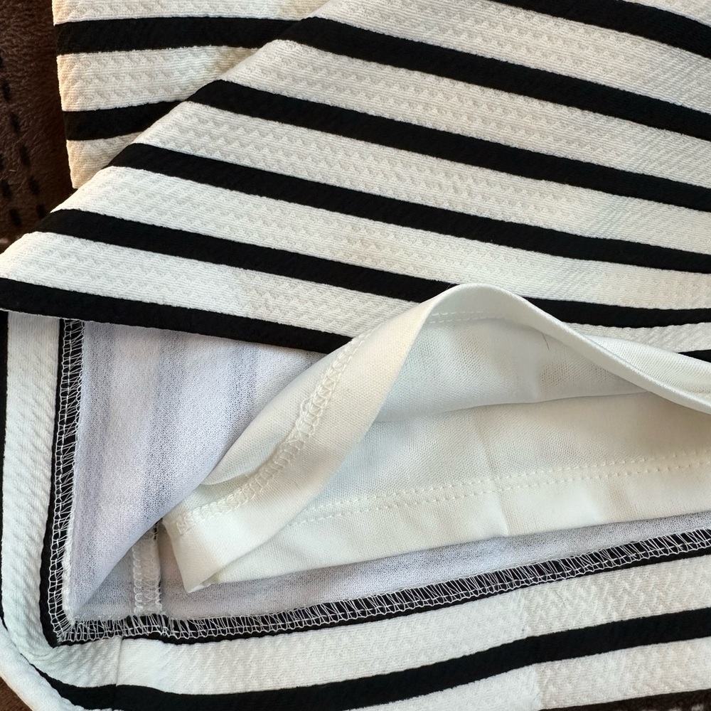Striped Black and White Dress w/ Yellow Embellishments - Picture 4 of 4